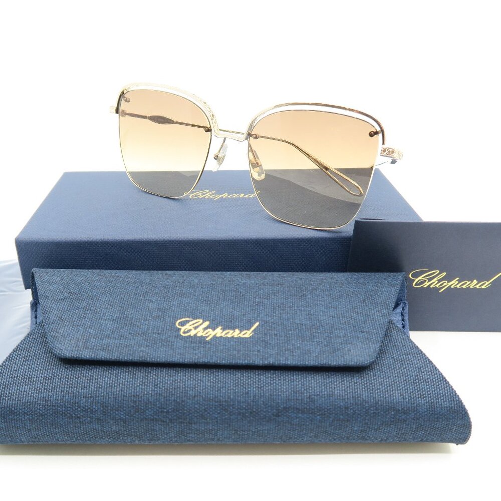 Chopard SCHD45S 300K 57 Gold/Gradient Titanium Square, New Women's Sunglasses.